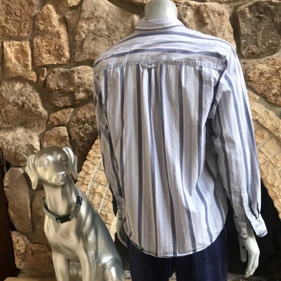 Tommy Bahama Cotton Blue Striped Men's Button Down Shirt with Pocket Size XL - Picture 4 of 6
